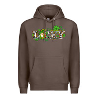 Coffee lucky with gnome and  shamrocks Premium Hoodie - AdoDesignShop