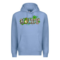 Colony Blue lucky with gnome and  shamrocks Premium Hoodie - AdoDesignShop