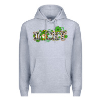 Heather Grey lucky with gnome and  shamrocks Premium Hoodie - AdoDesignShop