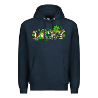 Navy lucky with gnome and  shamrocks Premium Hoodie - AdoDesignShop