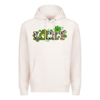 Pale Pink lucky with gnome and  shamrocks Premium Hoodie - AdoDesignShop