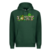 Sports Green lucky with gnome and  shamrocks Premium Hoodie - AdoDesignShop