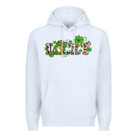 White lucky with gnome and  shamrocks Premium Hoodie - AdoDesignShop