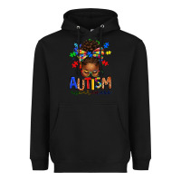 Black autism awareness afro messy bun Heavyweight Hoodie - texasbilliewilder