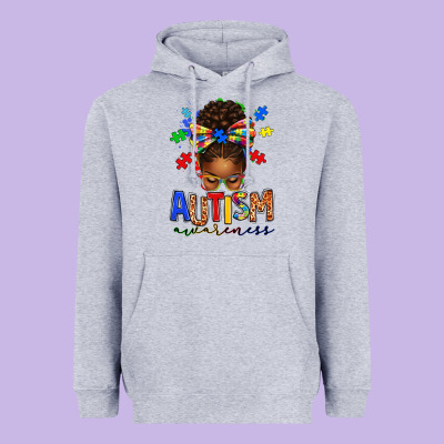 Autism Awareness Afro Messy Bun Heavyweight Hoodie Designed By Texasbilliewilder