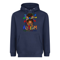 Navy autism awareness afro messy bun Heavyweight Hoodie - texasbilliewilder