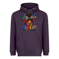 Plum autism awareness afro messy bun Heavyweight Hoodie - texasbilliewilder
