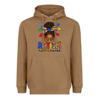 Toasted Coconut autism awareness afro messy bun Heavyweight Hoodie - texasbilliewilder