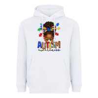 White autism awareness afro messy bun Heavyweight Hoodie - texasbilliewilder