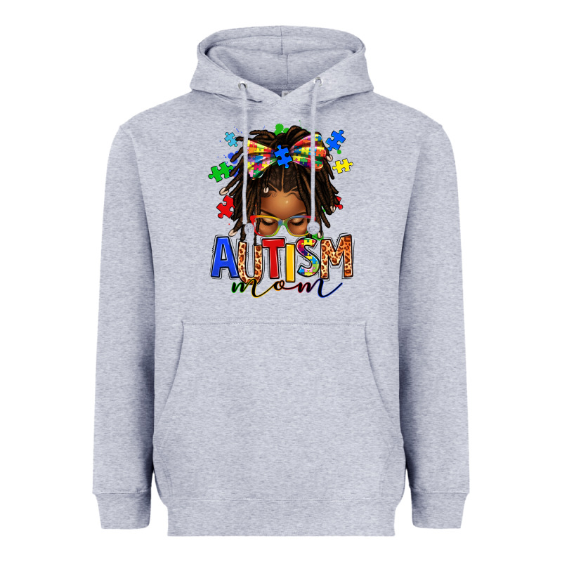 Autism Mom Afro Locs Messy Bun Heavyweight Hoodie by texasbilliewilder | Teevron