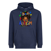 Navy autism mom afro locs messy bun Heavyweight Hoodie - texasbilliewilder