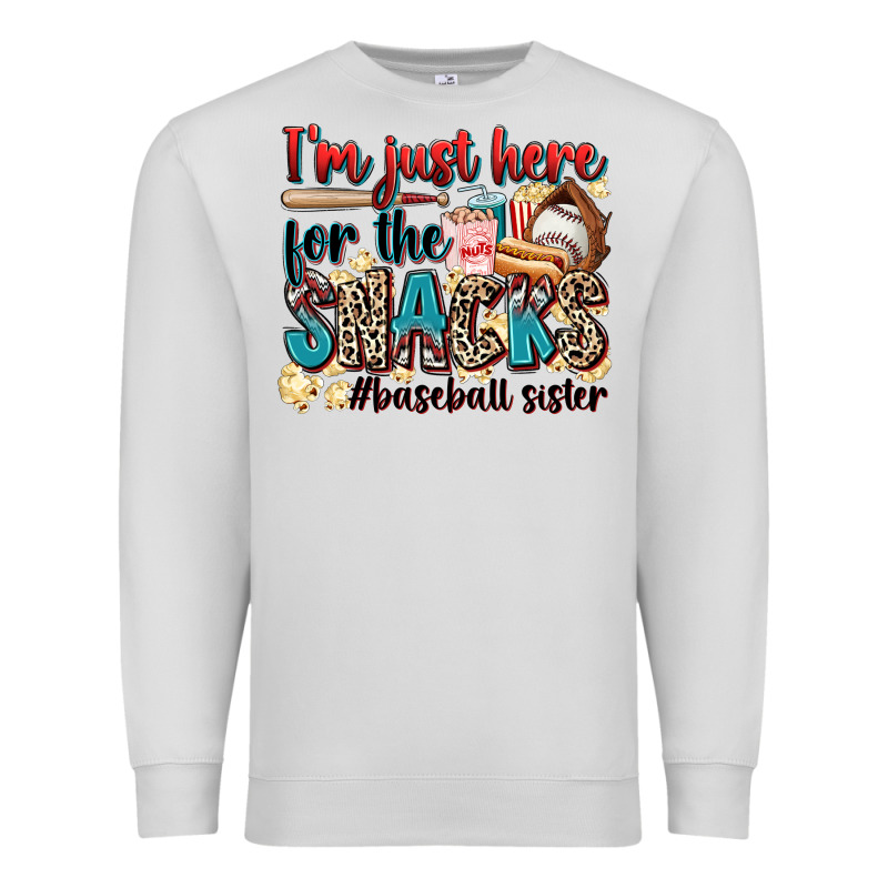 I'm Just Here For The Snacks #baseball Sister Premium Sweatshirt by Zillion Design Studio | Teevron