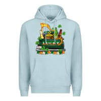Blue Mist lucky truck with flags and beers Premium Hoodie - AdoDesignShop