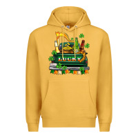 Mustard lucky truck with flags and beers Premium Hoodie - AdoDesignShop