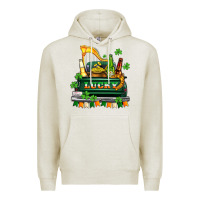 Oatmeal Heather lucky truck with flags and beers Premium Hoodie - AdoDesignShop