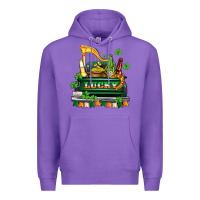 Purple lucky truck with flags and beers Premium Hoodie - AdoDesignShop