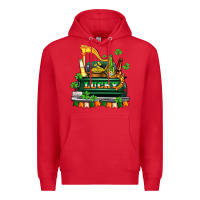 Red lucky truck with flags and beers Premium Hoodie - AdoDesignShop
