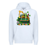 White lucky truck with flags and beers Premium Hoodie - AdoDesignShop