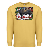 Antique Gold merry Christmas black angus bull and farm Premium Sweatshirt - RanaPortraitStore