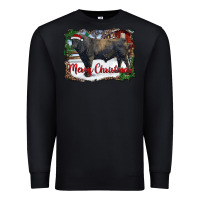 Black merry Christmas black angus bull and farm Premium Sweatshirt - RanaPortraitStore