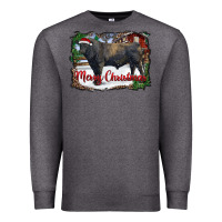 Charcoal Heather merry Christmas black angus bull and farm Premium Sweatshirt - RanaPortraitStore