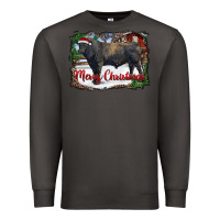 Smoke merry Christmas black angus bull and farm Premium Sweatshirt - RanaPortraitStore