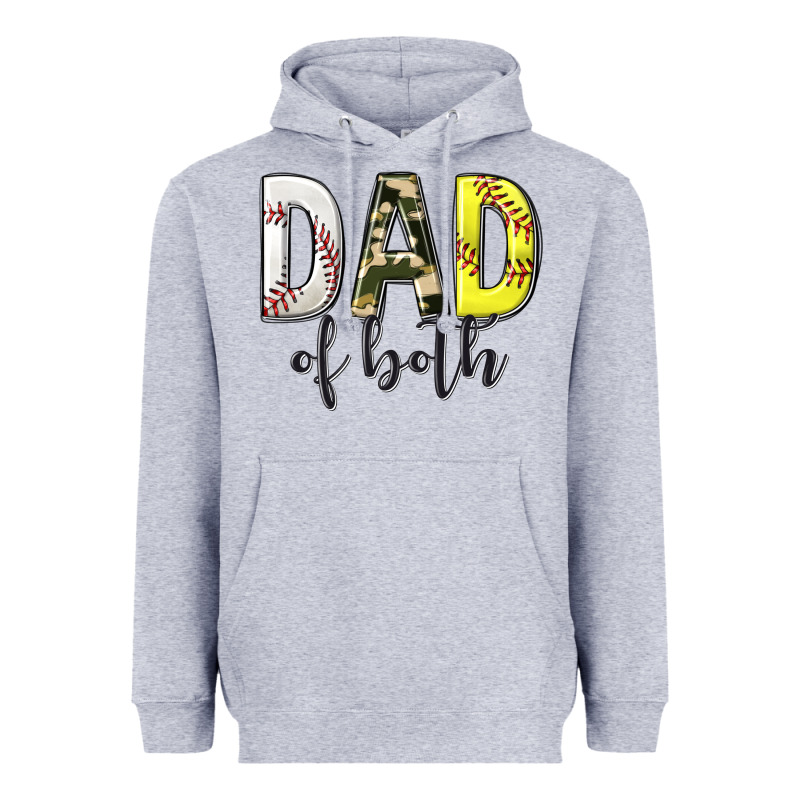 Dad Of Both With Softball And Baseball Heavyweight Hoodie by texasbilliewilder | Teevron