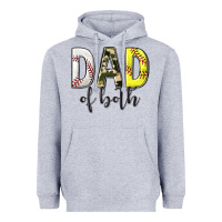 Heather Grey dad of both with softball and baseball Heavyweight Hoodie - texasbilliewilder