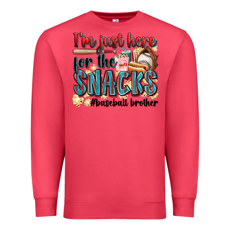 I'm Just Here For The Snacks #baseball Brother Premium Sweatshirt by Zillion Design Studio | Teevron