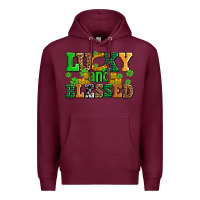 Burgundy lucky and blessed with coins and shamrocks Premium Hoodie - AdoDesignShop