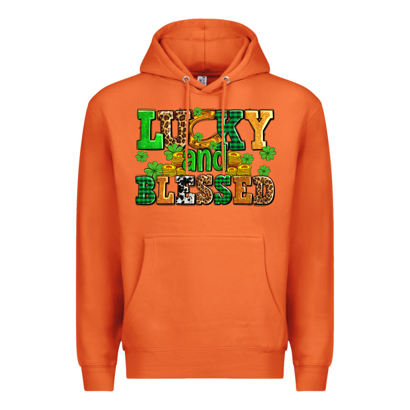 Lucky And Blessed With Coins And Shamrocks Premium Hoodie by AdoDesignShop | Teevron