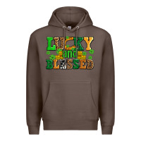 Coffee lucky and blessed with coins and shamrocks Premium Hoodie - AdoDesignShop