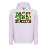 Lilac lucky and blessed with coins and shamrocks Premium Hoodie - AdoDesignShop