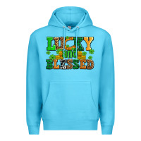 Ocean Blue lucky and blessed with coins and shamrocks Premium Hoodie - AdoDesignShop