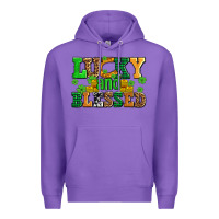 Purple lucky and blessed with coins and shamrocks Premium Hoodie - AdoDesignShop