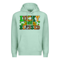 Seafoam lucky and blessed with coins and shamrocks Premium Hoodie - AdoDesignShop