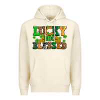 Tofu lucky and blessed with coins and shamrocks Premium Hoodie - AdoDesignShop