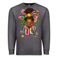Charcoal Heather july girl afro woman summer Premium Sweatshirt - texasbilliewilder