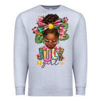 Heather Grey july girl afro woman summer Premium Sweatshirt - texasbilliewilder
