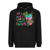 Black all i need is coffee and plants Heavyweight Hoodie - texasbilliewilder