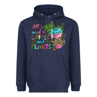 Navy all i need is coffee and plants Heavyweight Hoodie - texasbilliewilder