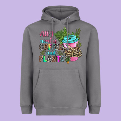 All I Need Is Coffee And Plants Heavyweight Hoodie Designed By Texasbilliewilder
