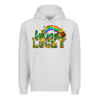 Dove Grey feeling lucky with coins Premium Hoodie - AdoDesignShop