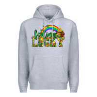 Heather Grey feeling lucky with coins Premium Hoodie - AdoDesignShop
