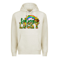 Oatmeal Heather feeling lucky with coins Premium Hoodie - AdoDesignShop