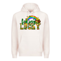 Pale Pink feeling lucky with coins Premium Hoodie - AdoDesignShop