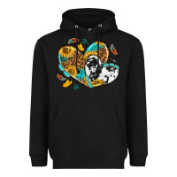 Black cowhide leopard hearts Heavyweight Hoodie - texasbilliewilder