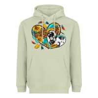 Matcha cowhide leopard hearts Heavyweight Hoodie - texasbilliewilder
