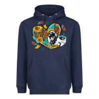 Navy cowhide leopard hearts Heavyweight Hoodie - texasbilliewilder