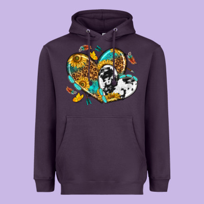 Cowhide Leopard Hearts Heavyweight Hoodie Designed By Texasbilliewilder